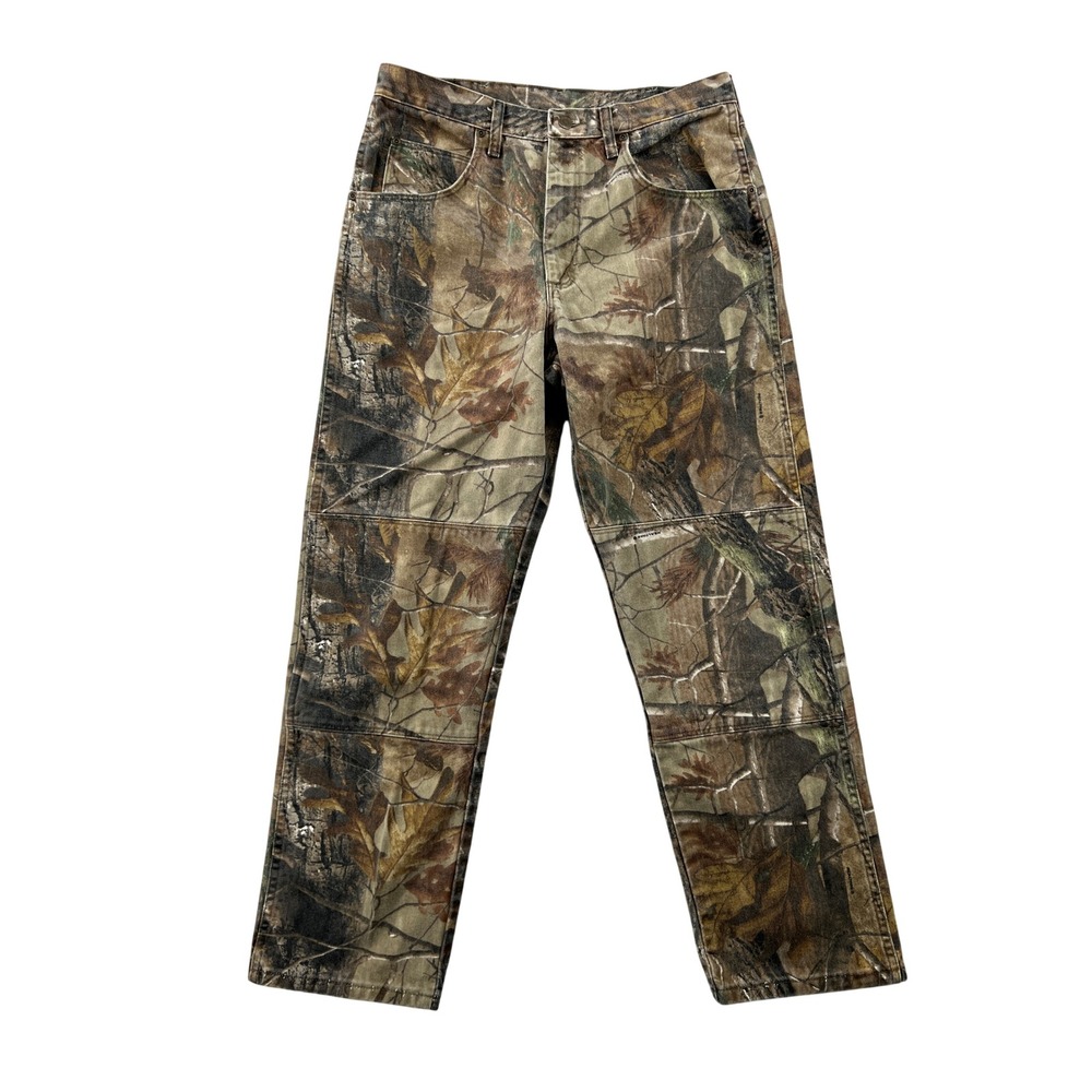 VTG 90s Wrangler Double Knee Camo Pants Mens 34x31 Realtree Hunting Outdoor